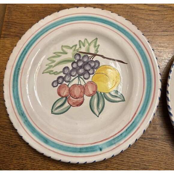 Vintage Hand Painted Fruit Salad Luncheon Set of 4 Plates 8.5" Made in Italy - Picture 4 of 11